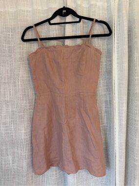 Reformation Dusty Rose Linen-Blend Mini Dress